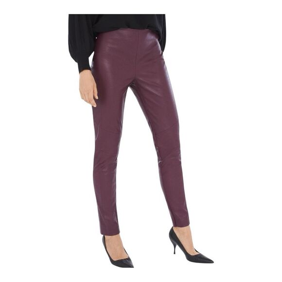 Chico’s The Black label burgundy faux leather pants side zipper size 1 or 8 NWOT - Picture 1 of 8